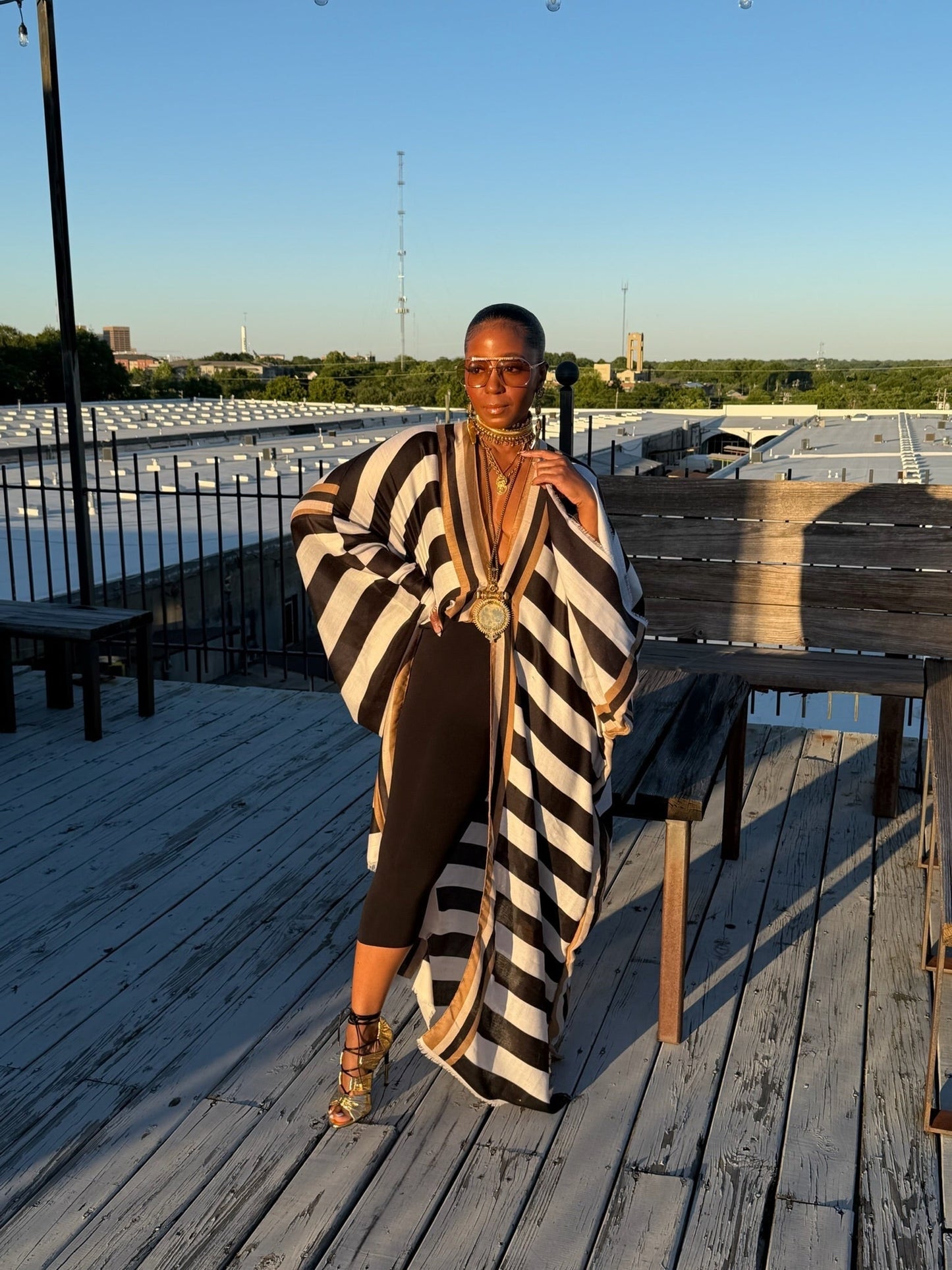 Striped Kimono Cover-Up Robe