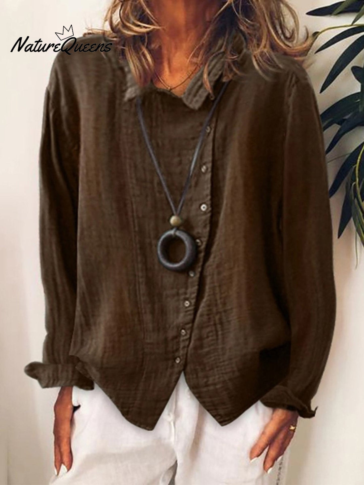Women's Cotton & Linen Casual Long Shirt