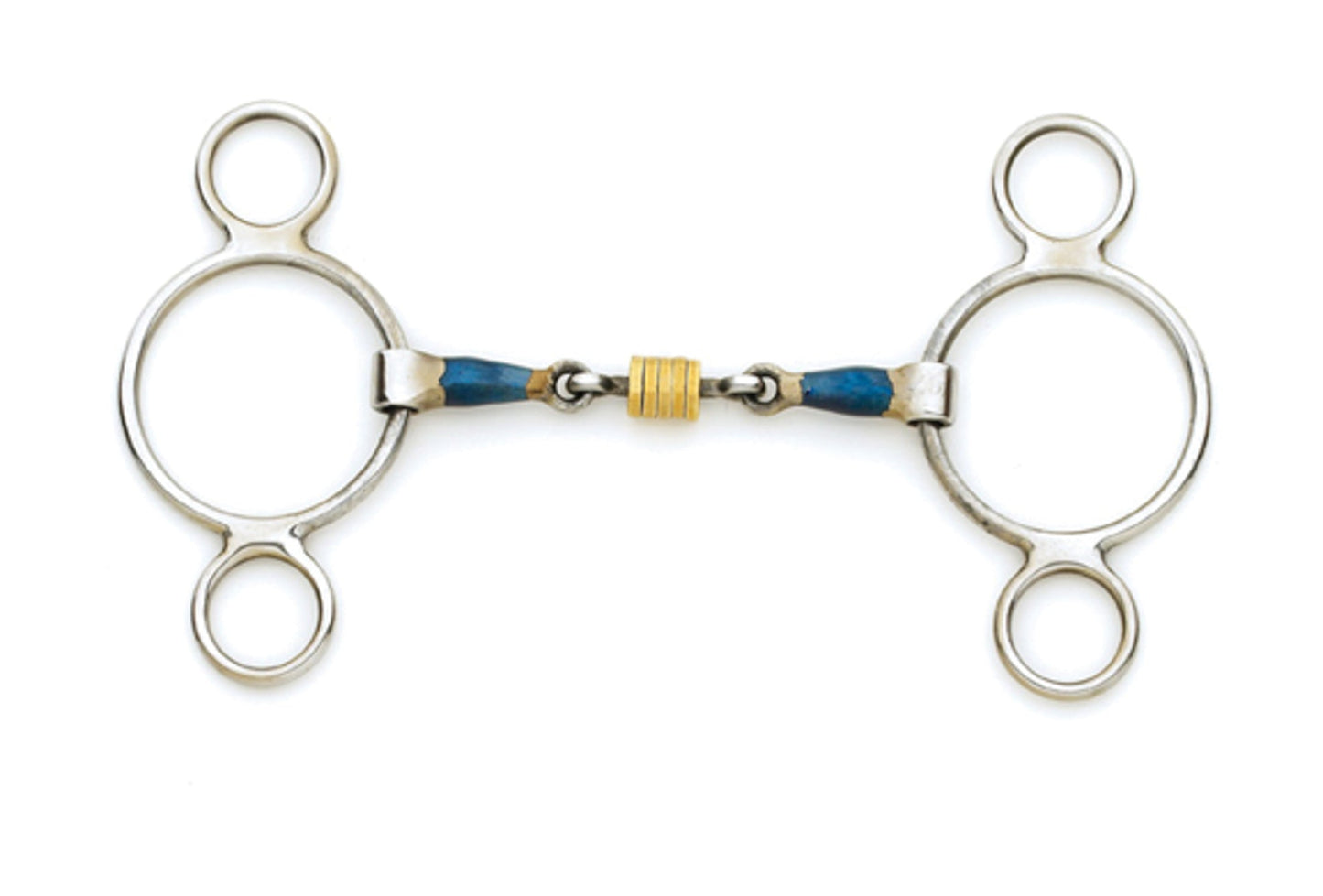 Blue Steel Double-Jointed Disc 2-Ring Gag Bit