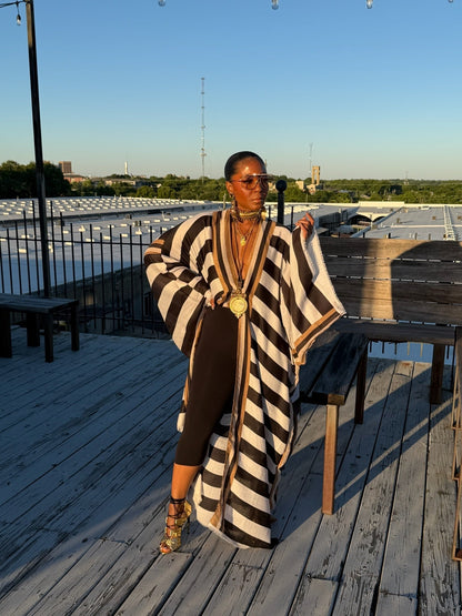 Striped Kimono Cover-Up Robe