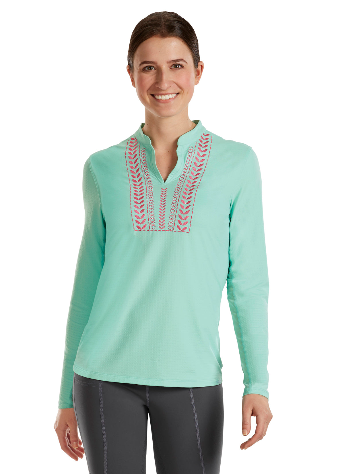 Ladies’ Notch-V Long Sleeve Top