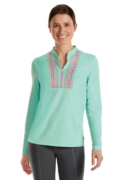Ladies’ Notch-V Long Sleeve Top
