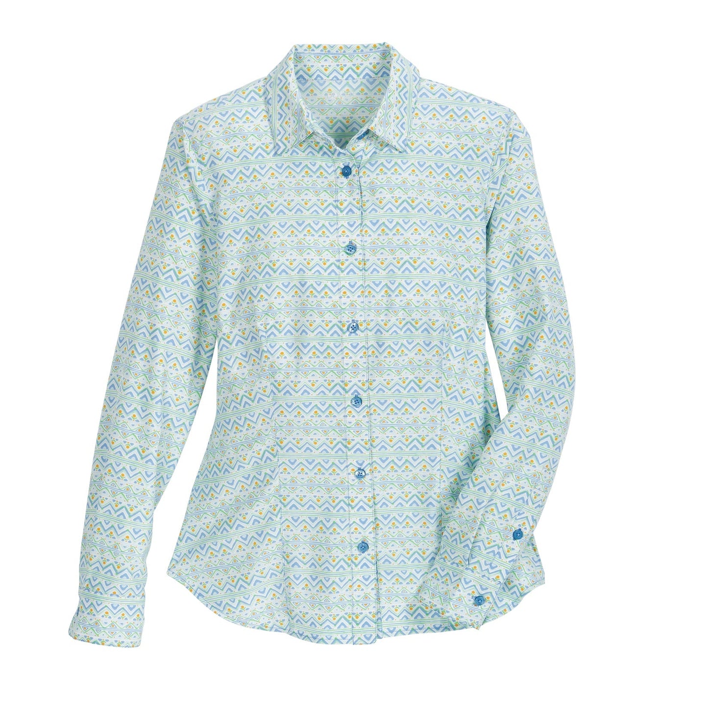 Ladies’ Stretch Tech Button-Down Print Shirt