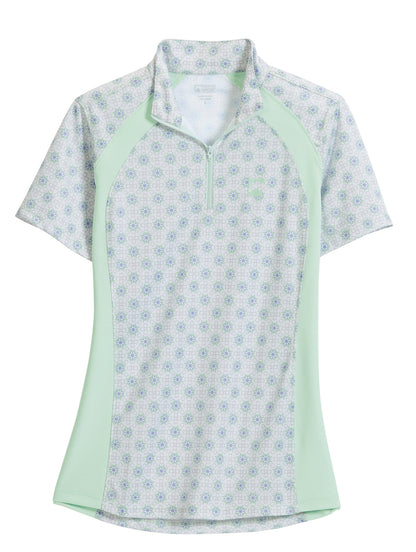 Ladies’ Airflow Quarter-Zip Print Short Sleeve Shirt