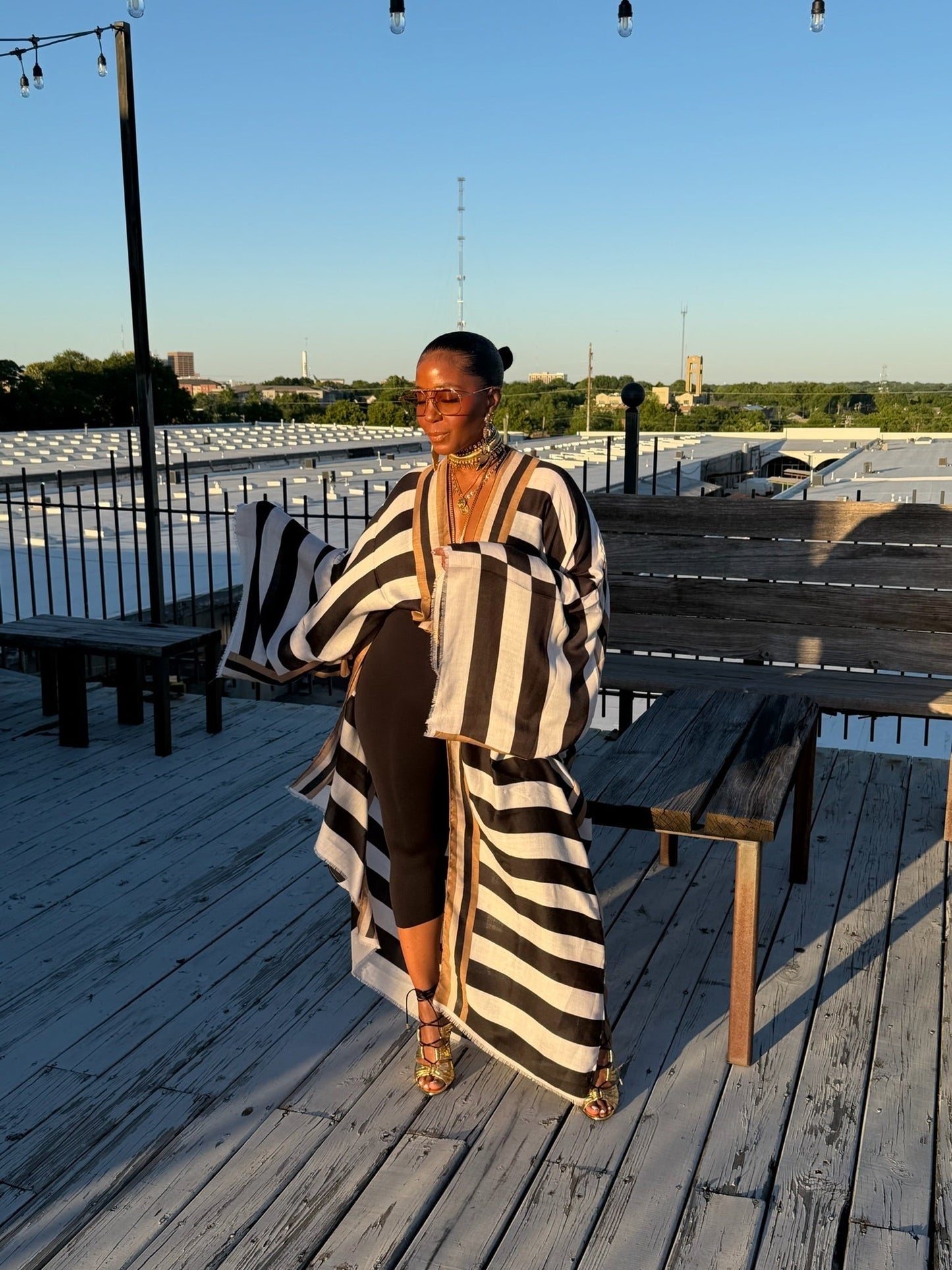 Striped Kimono Cover-Up Robe