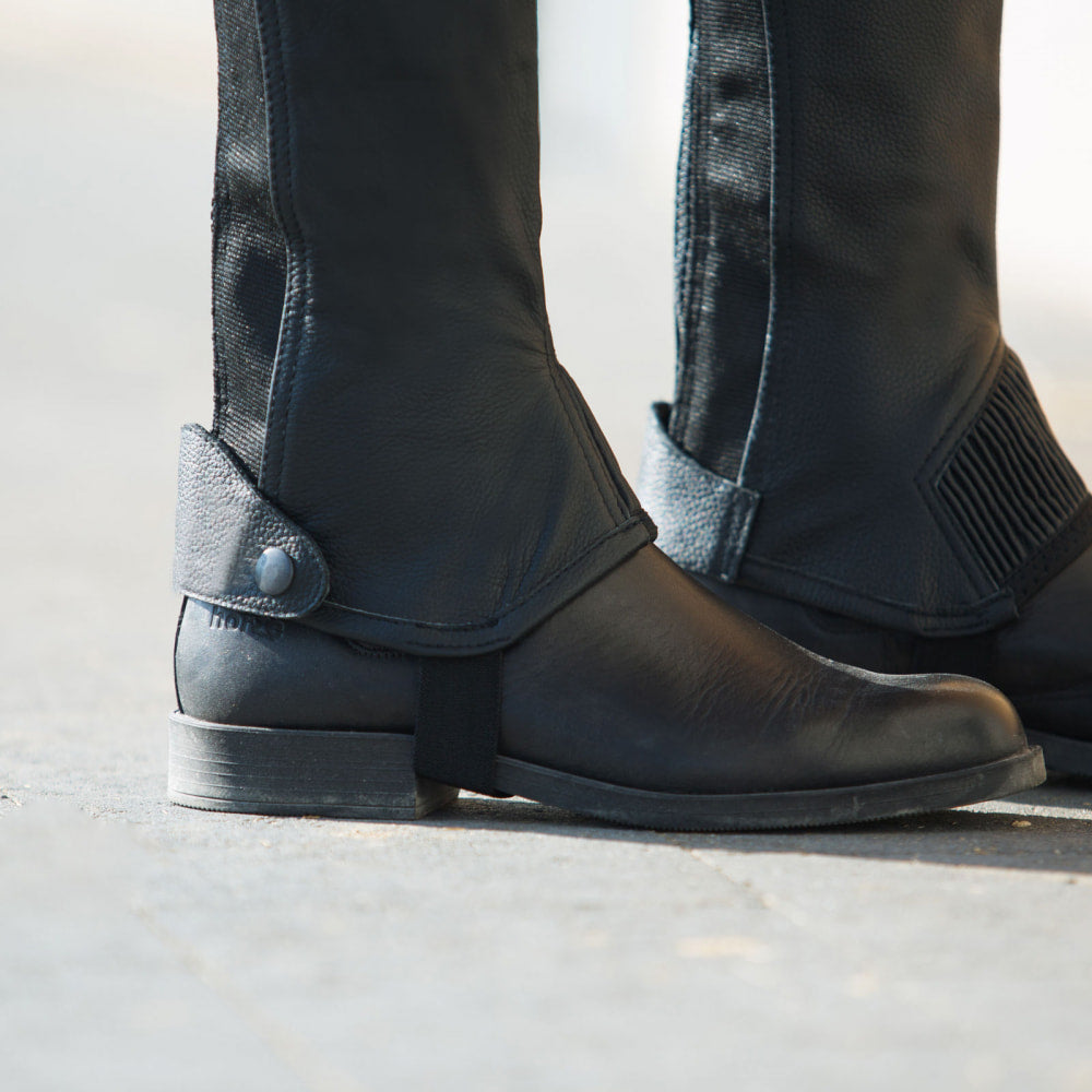 Leather Half Chaps with Elastic