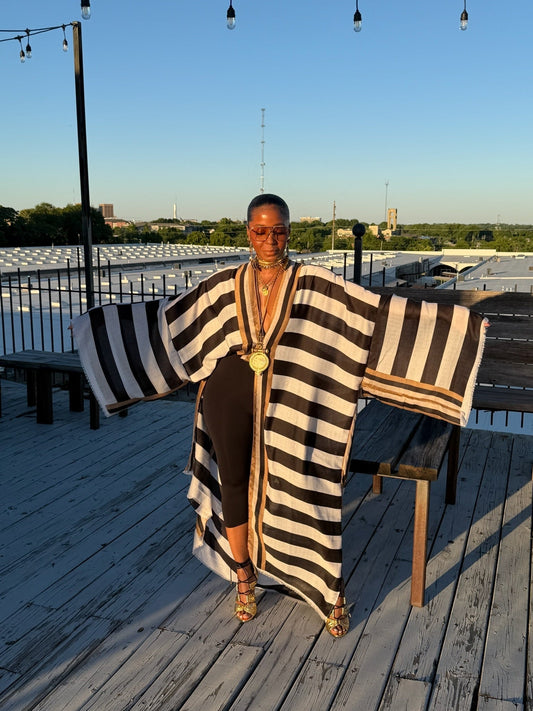 Striped Kimono Cover-Up Robe