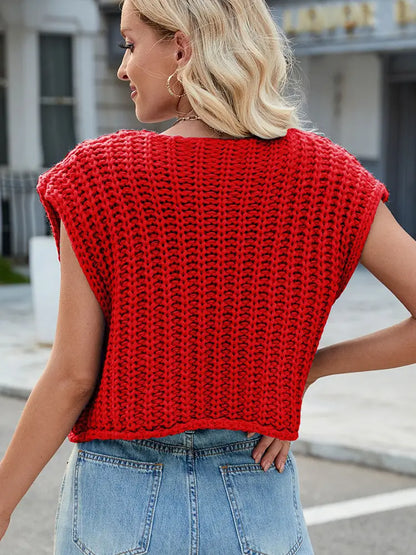 V-Neck Buttoned Knit Vest