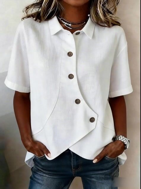 Women'S Casual Solid Color Irregular Shirt