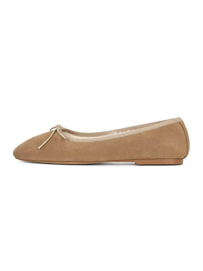 Chocolate Suede Bow Ballet Shoe