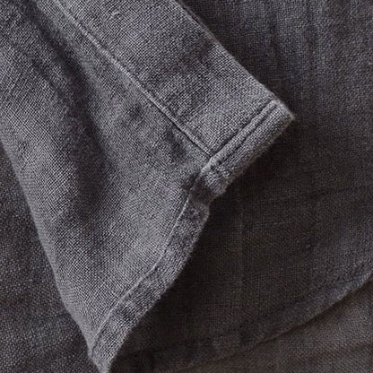 Buddha Stones Men's Shirt Solid Color Lapel Top Short Sleeve Comfy Button Crease Cotton Linen Shirt