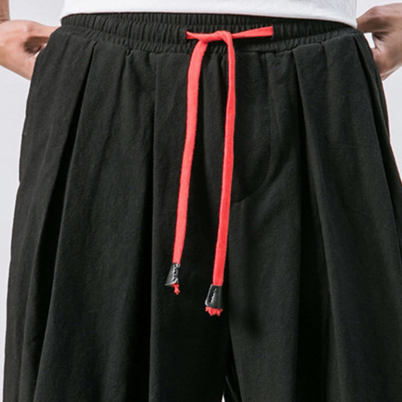 Buddha Stones Casual Sports Men's Solid Color Cotton Drawstring Pants With Pockets