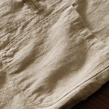 Buddha Stones Frog-Button Chinese Tang Suit Cotton Linen Men Jacket Shirt With Pockets