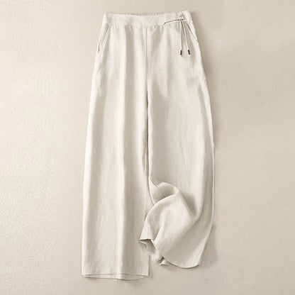 Buddha Stones Casual Solid Color One Button Women's Capri Wide Leg Pants With Pockets
