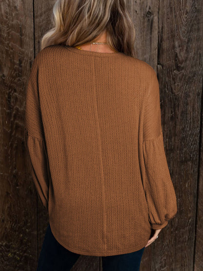 Orange Jacquard Knit Long Sleeve Pullover