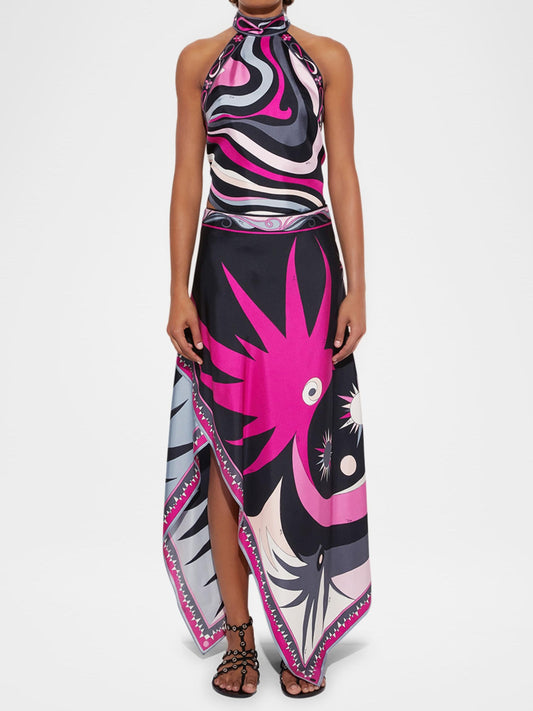 Mengqi Abstract Skirt Set