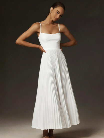Bustier Pleated Tulle Fit & Flare Midi Dress