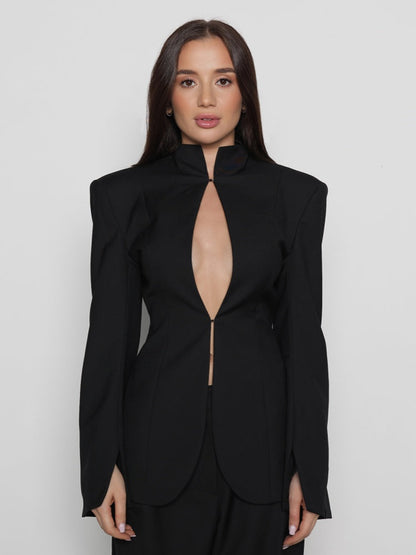Minimalist Tailored Jacket with Sculpting Cutout