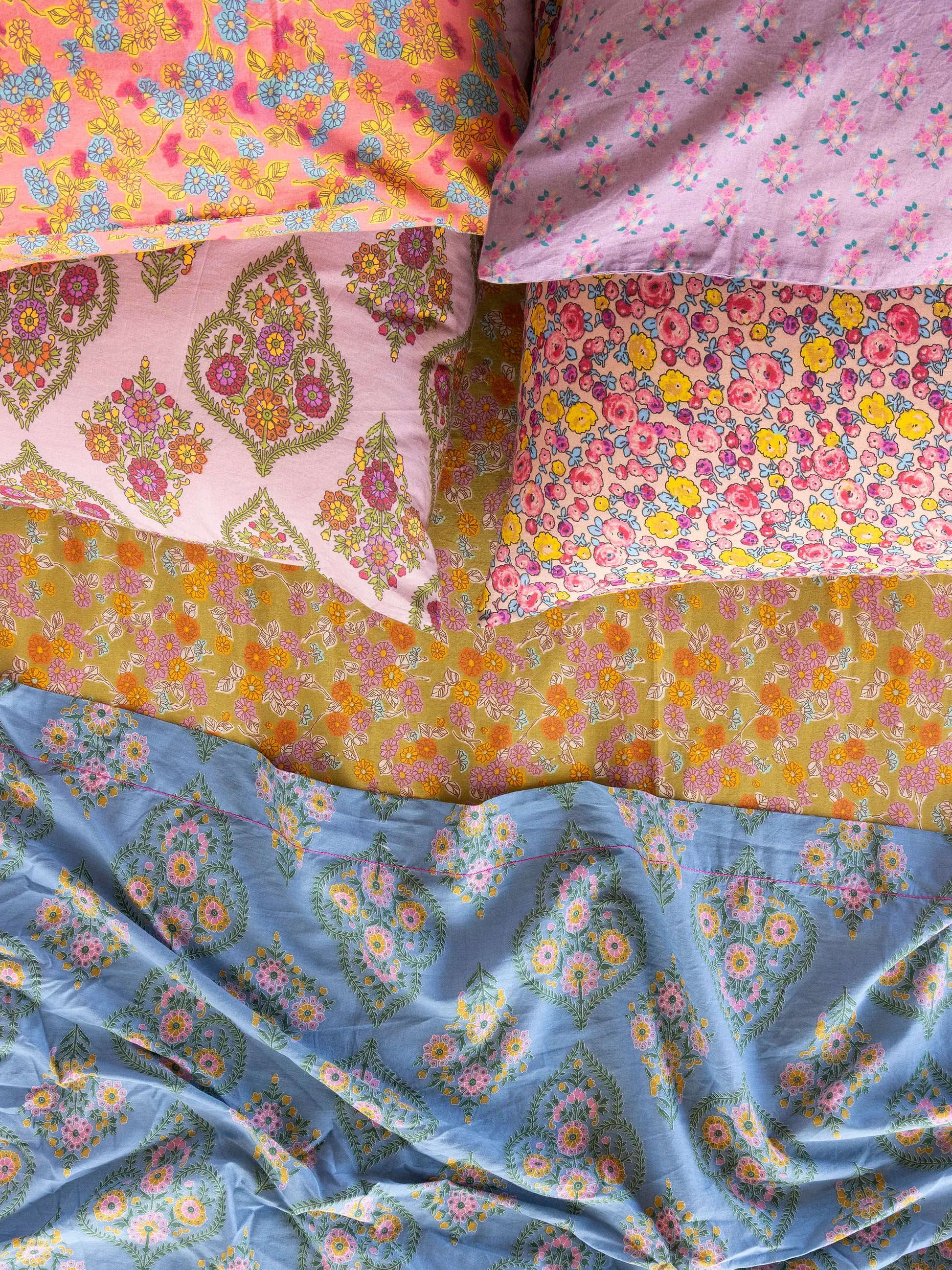 Mix & Match Cotton Pillowcase, Single - Pink Willow Medallion