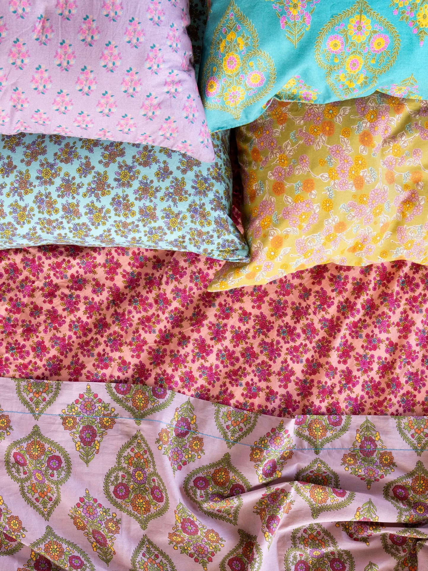 Mix & Match Cotton Pillowcase, Single - Olive Daisy Toss