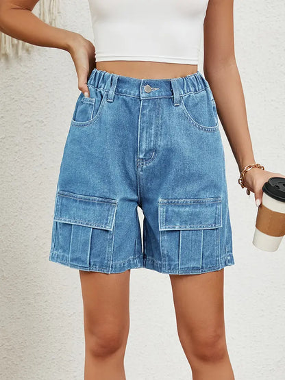 Washed Elastic Utility Shorts