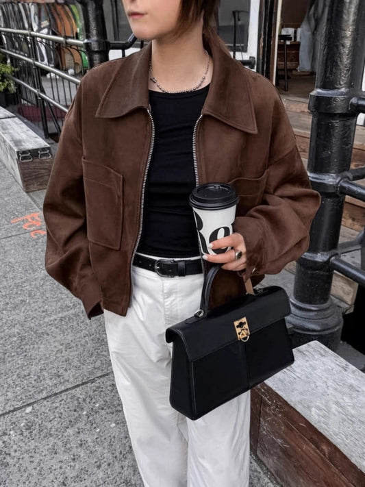 Suede Panel Shirt Jacket