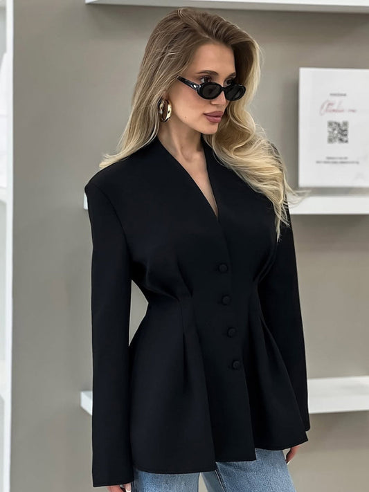 V-Neck Tailored Blazer