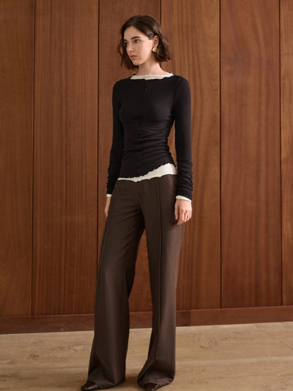 Romantic Bateau Neck Knit Top