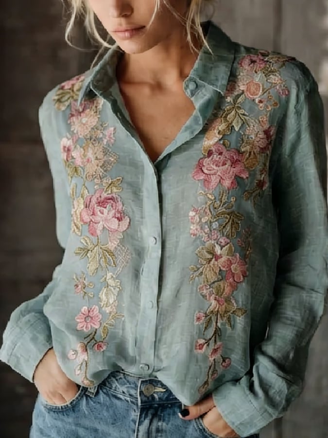 Women's casual floral print shirt
