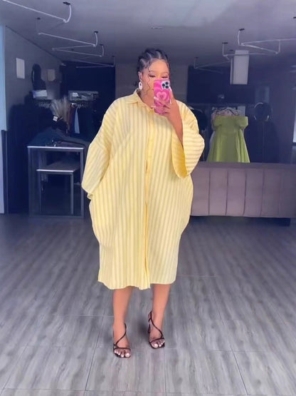 Plus Size Backless Stripe Cardigan Dress