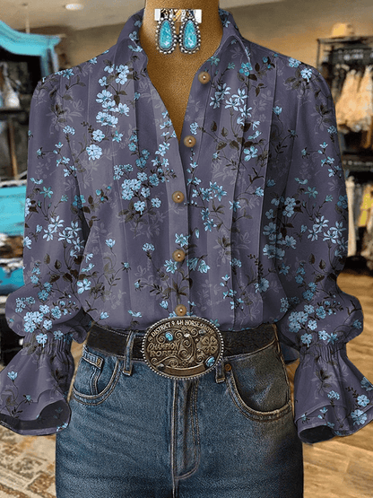 Women's Vintage Western Floral Design Shirt
