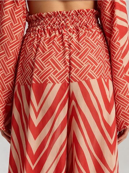 Red Chevron Print Kaftan Set