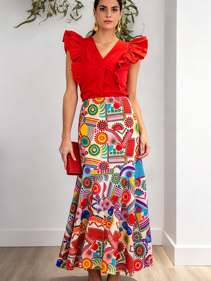 Vibrant Printed A-Line Skirt