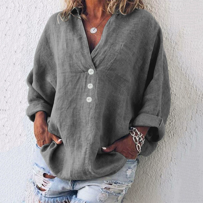 Cotton Linen Lapel Loose Shirt