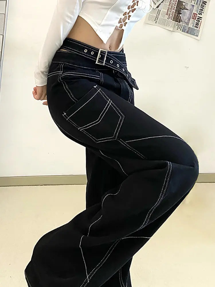 Unique Contrast-Stitch Jeans