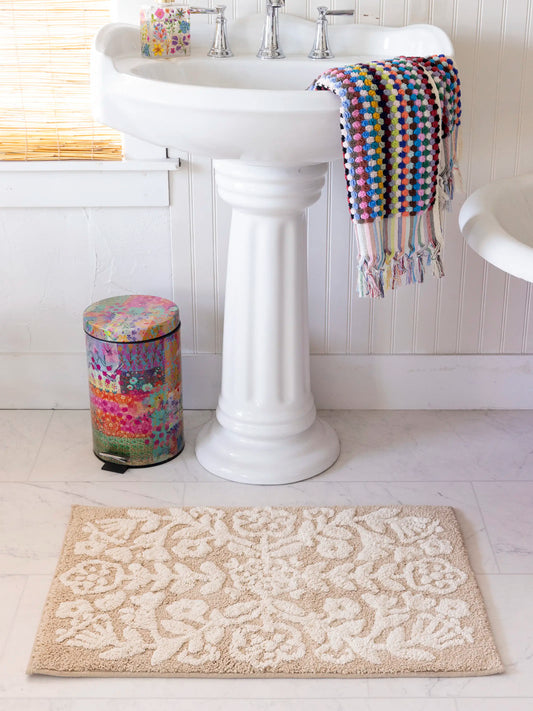 Tufted Cotton Bath Mat - Cream Folk Flower