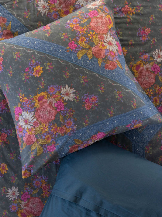 Catalina Cotton Euro Sham - English Garden Charcoal