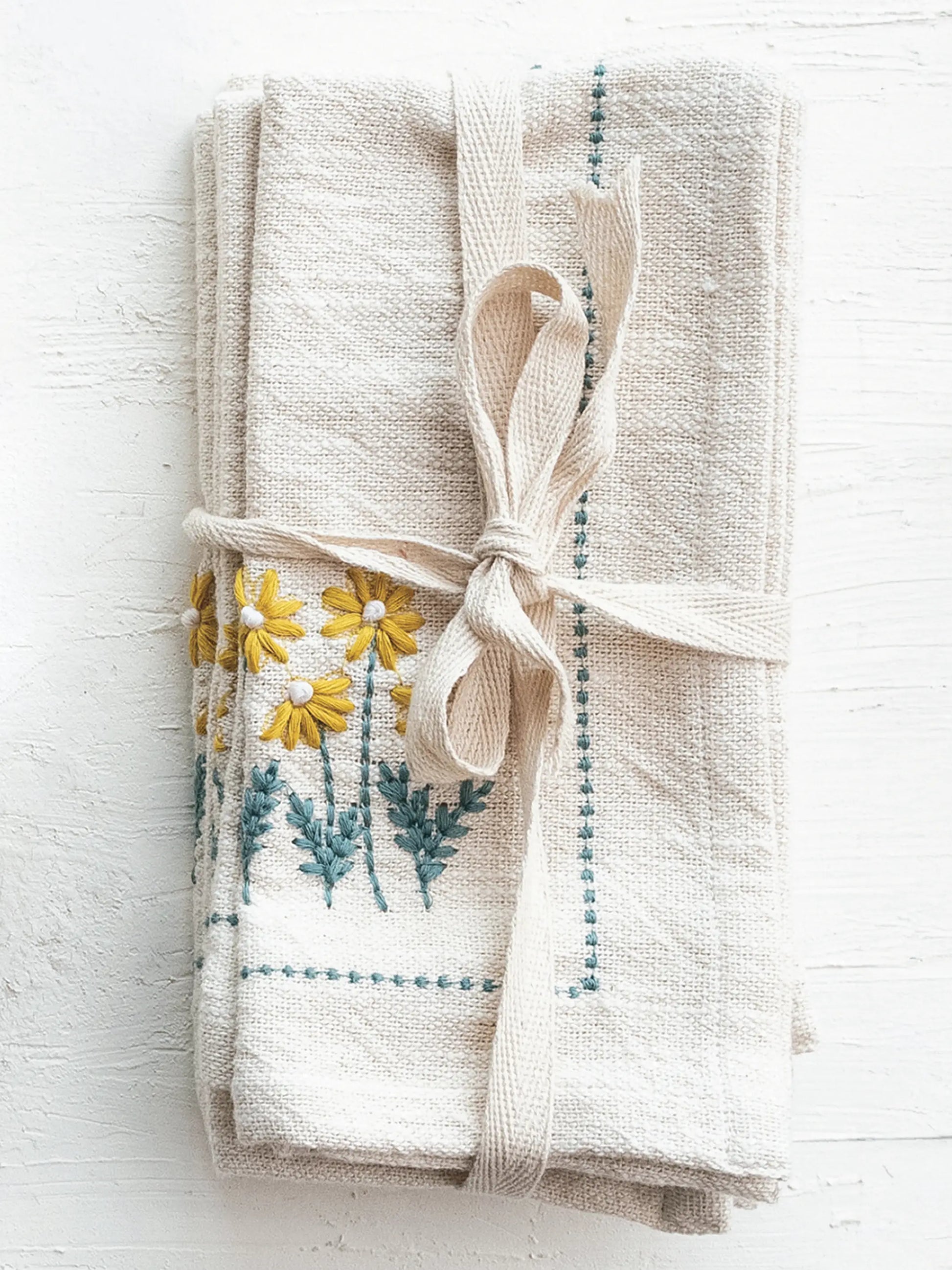 Embroidered Cotton Napkins, Set of 4