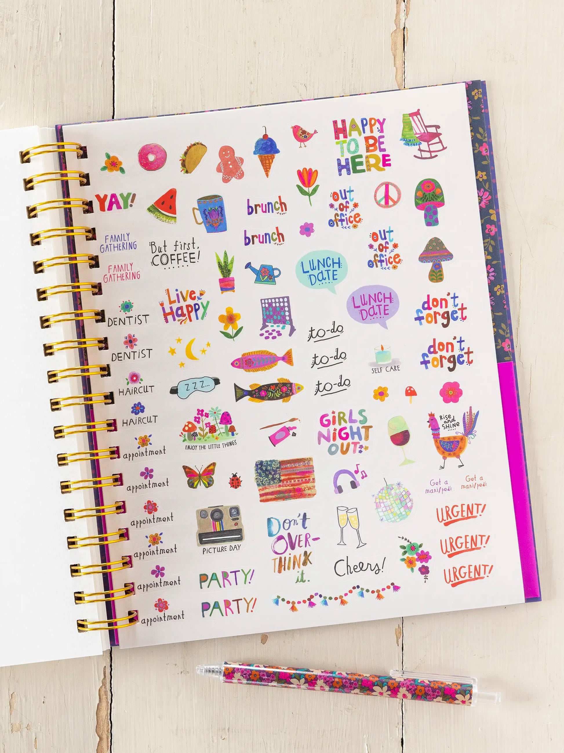 2026-27 17 Month Planner - Teal Folk Flower