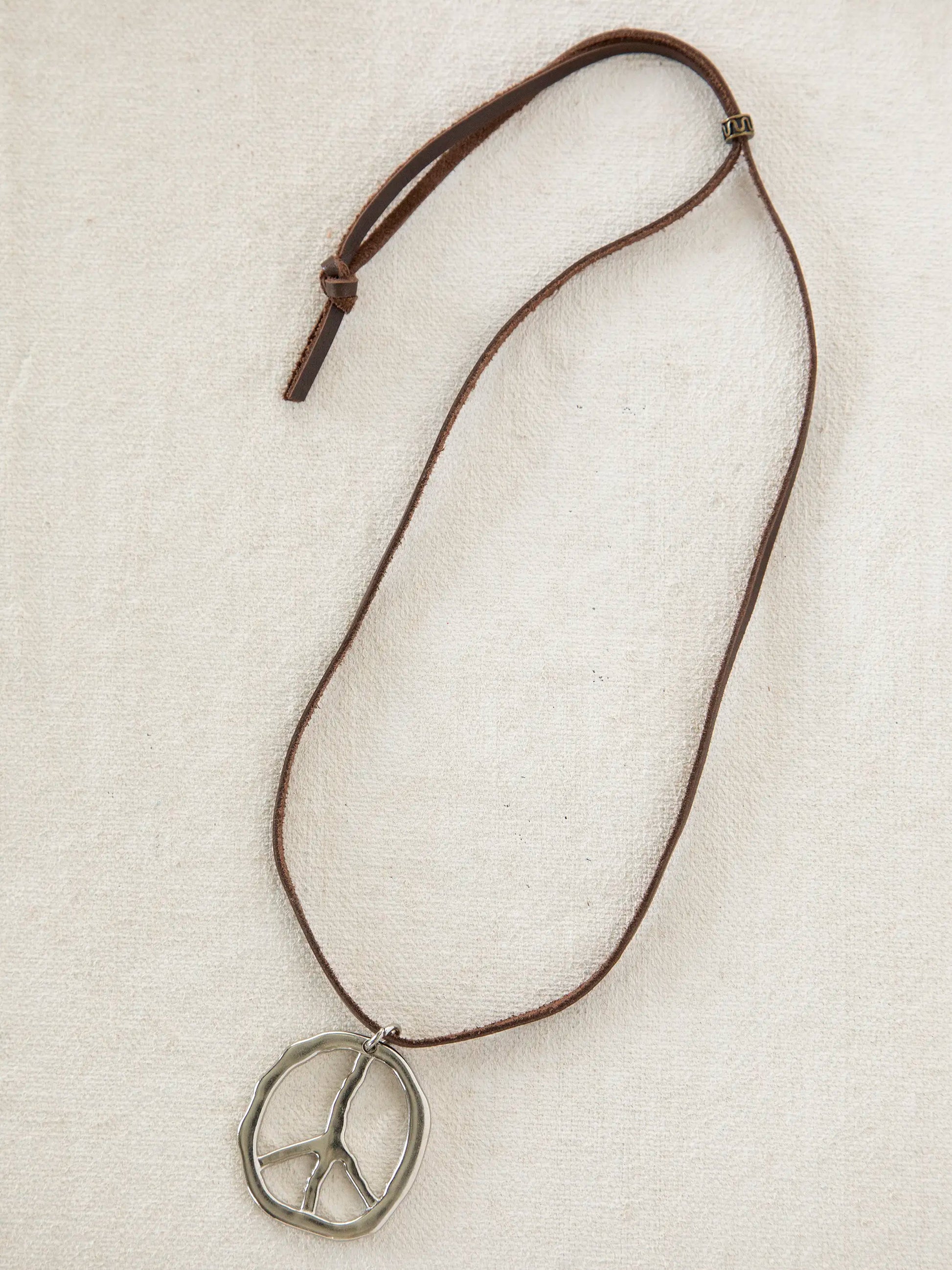 Adjustable Silver Peace Sign Necklace