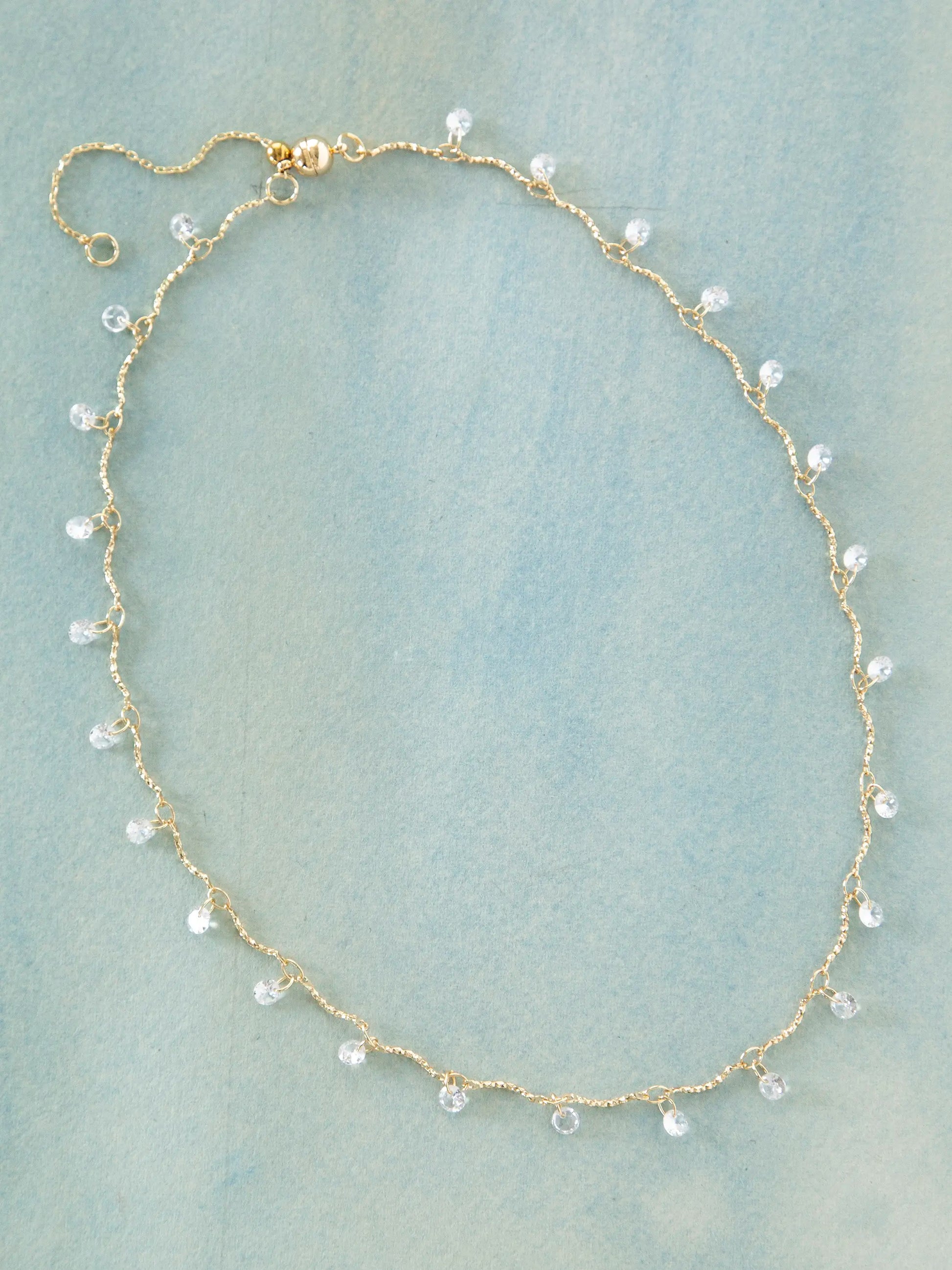 Dainty Jewel Necklace - Gold & Crystal