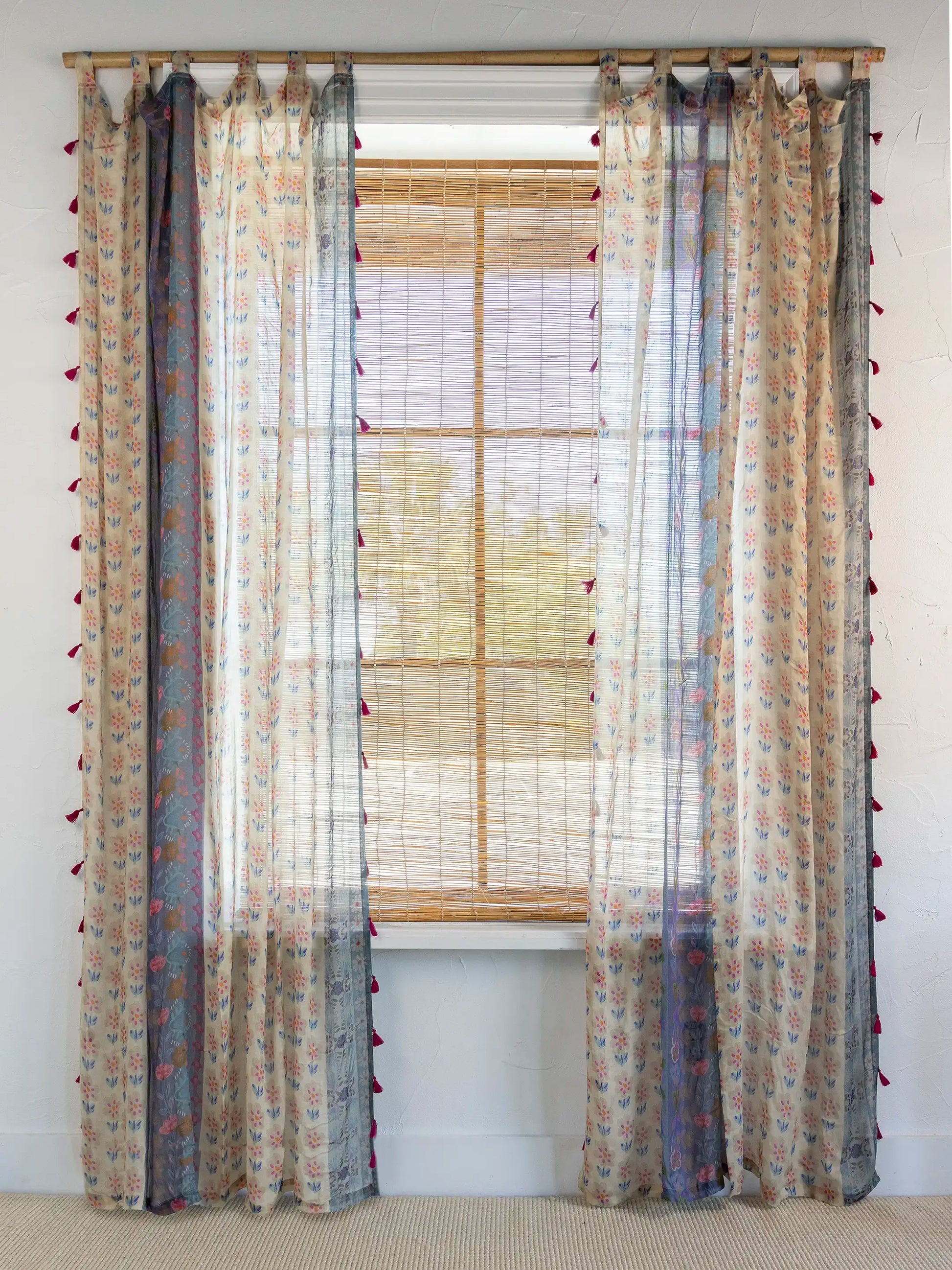Printed Curtain Panel - Garden Stripes Cotton
