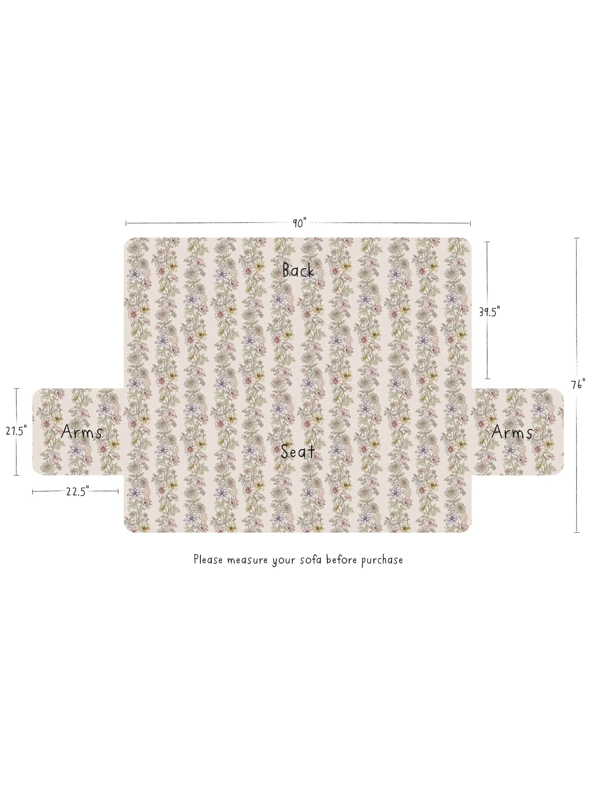 Mom's Favorite Sofa Cover - Ivory Dahlia Rows
