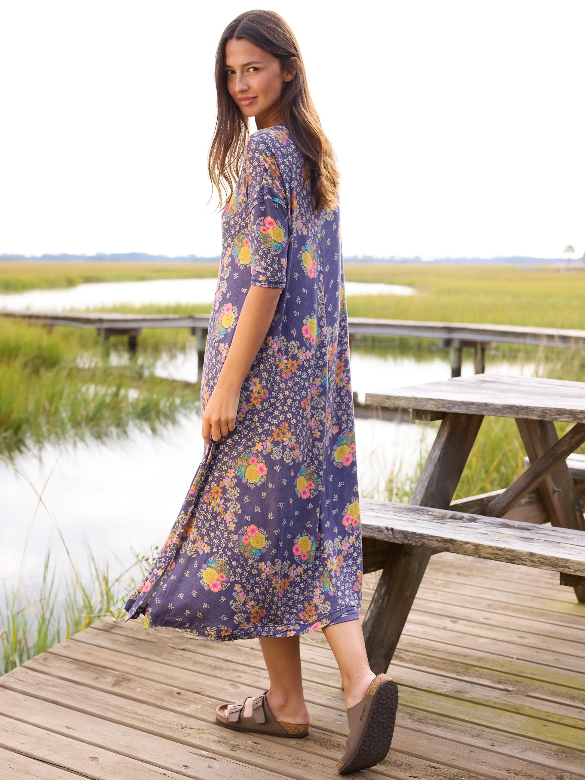 All Day "ButterSoft" Tee Dress - Tropic Bandana Navy