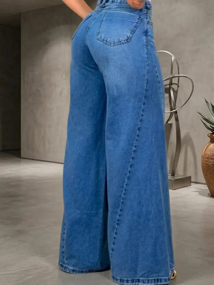 High-Waist Palazzo Denim Jeans