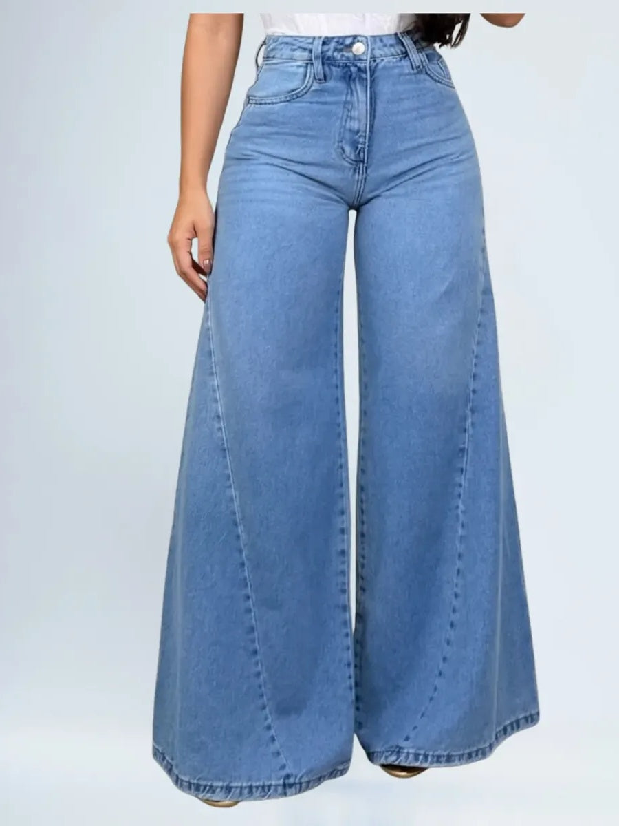 High-Waist Palazzo Denim Jeans