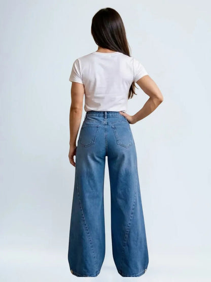High-Waist Palazzo Denim Jeans