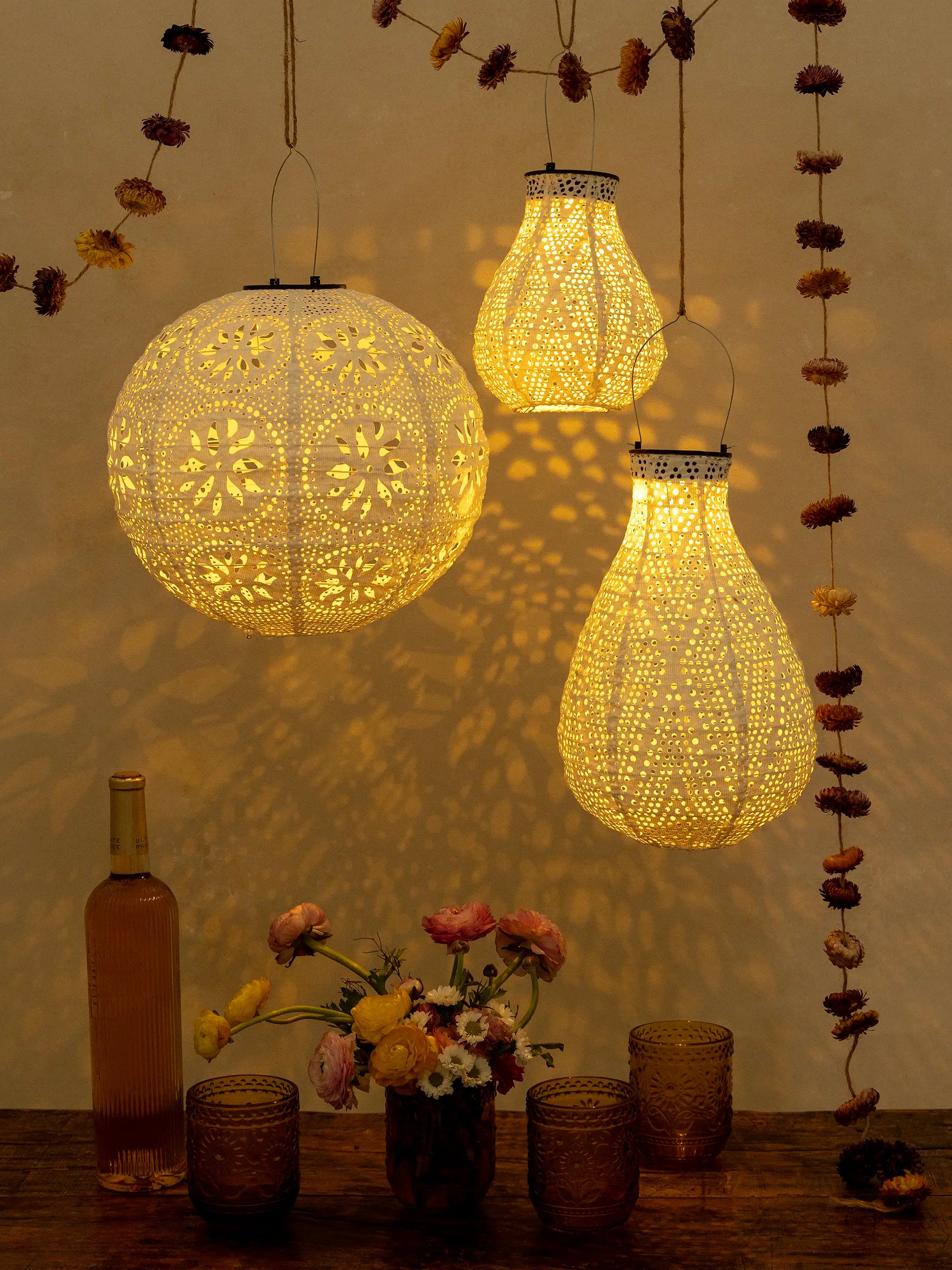 Boho Lace Solar Lantern - Large Vase