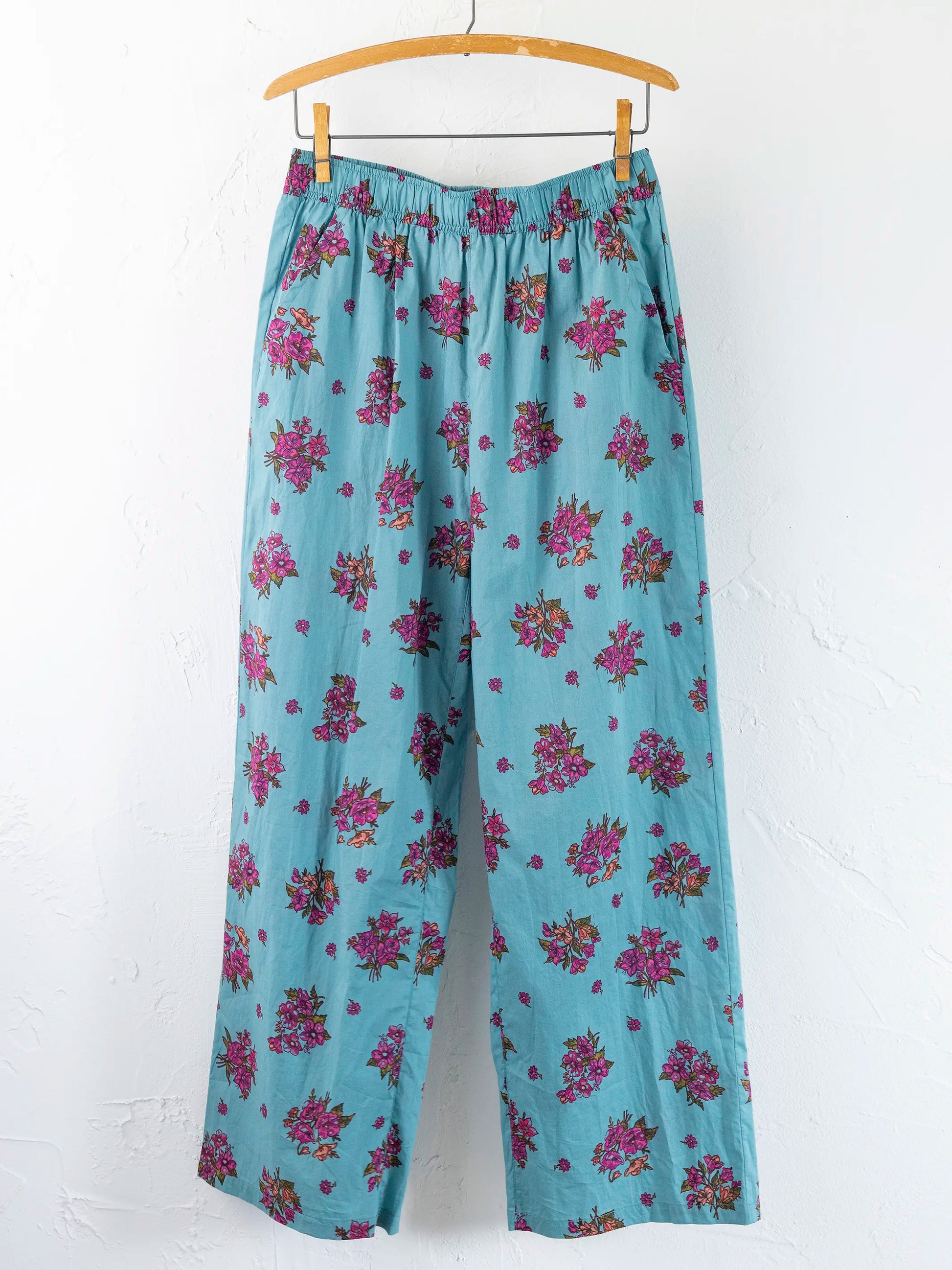 Mix & Match Cotton Pajama Pants - Flower Picking Teal