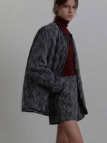 Round Neck Striped Blazer